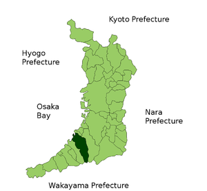 Lage Kishiwadas in der Präfektur