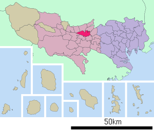 Lage Kodairas in der Präfektur