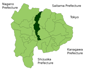 Lage Kōfus in der Präfektur
