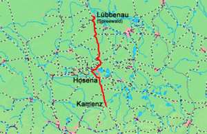 Strecke der Bahnstrecke Lübbenau–Kamenz