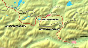 Strecke der Bayerische Zugspitzbahn