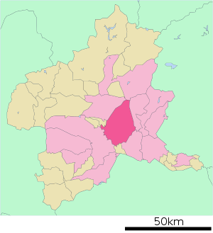 Lage Maebashis in der Präfektur