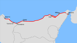 Strecke der Bahnstrecke Messina–Fiumetorto