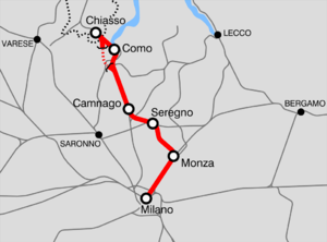 Strecke der Bahnstrecke Chiasso–Milano
