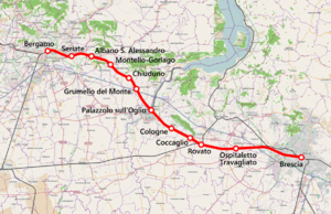 Strecke der Bahnstrecke Bergamo–Brescia