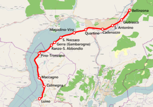 Strecke der Bahnstrecke Cadenazzo–Luino