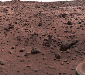 Das Landegebiet um die Sonde Viking 1 in Chryse Planitia.