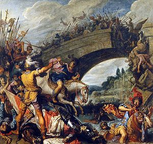 Pieter Lastman, Die Schlacht bei der Milvischen Brücke, Fantasiegemälde von 1613