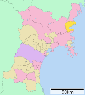 Lage Minamisanrikus in der Präfektur