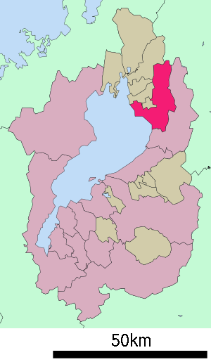 Lage Nagahamas in der Präfektur