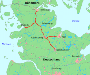 Neumünster–Flensburg und Äste nach Kiel und Husum