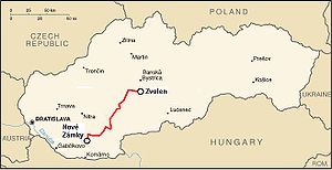 Strecke der Bahnstrecke Nové Zámky–Zvolen