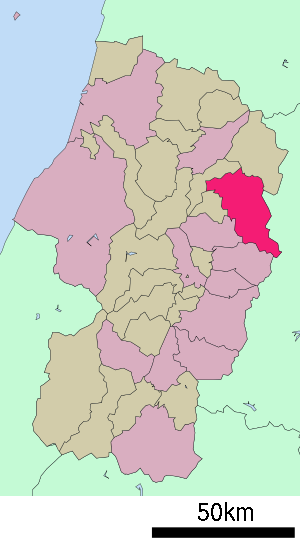 Lage Obanazawas in der Präfektur