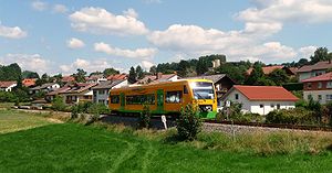 Ein Regio-Shuttle der Oberpfalzbahn bei Grafenwiesen