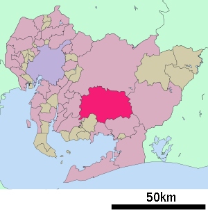 Lage Okazakis in der Präfektur