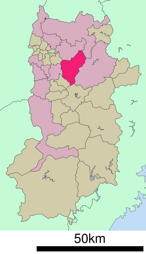 Lage Sakurais in der Präfektur