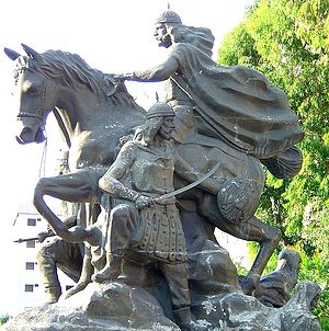 historisierende Statue von Saladin in Damaskus