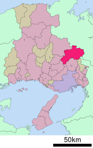 Lage Sasayamas in der Präfektur