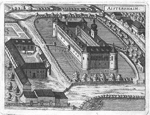 Schloss Aistersheim um 1674, Stich von G.M. Vischer