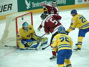 Eishockey-Länderspiel Schweden gegen Lettland