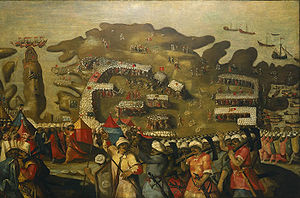 Die Belagerung von Malta – Ankunft der osmanischen Flotte (Matteo Perez d' Aleccio)