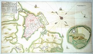 Grundriß der Festung Stralsund zur Zeit der Belagerung im Jahre 1678