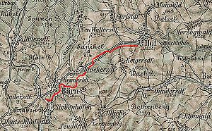 Strecke der Schmalspurbahn Bärn-Andersdorf–Hof