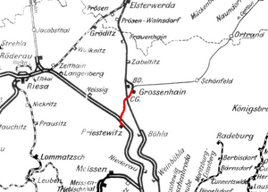 Strecke der Bahnstrecke Großenhain–Priestewitz