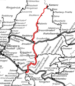 Strecke der Bahnstrecke Kamenz–Pirna