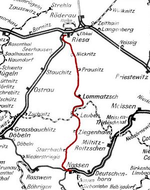 Strecke der Bahnstrecke Riesa–Nossen