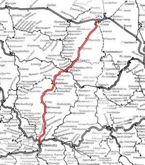 Strecke der Bahnstrecke Riesa–Chemnitz