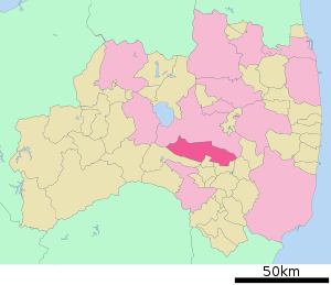Lage Sukagawas in der Präfektur