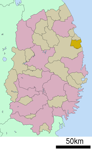 Lage Tanohatas in der Präfektur