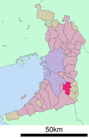 Lage Tondabayashis in der Präfektur