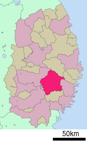 Lage Tōnos in der Präfektur