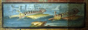 Antike Trieren, (Wandgemälde in Pompeji)