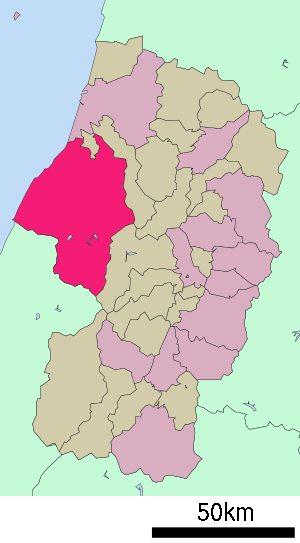 Lage Tsuruokas in der Präfektur