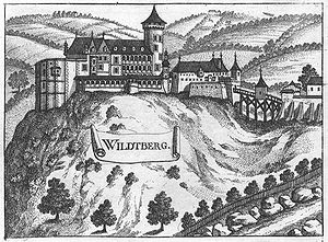 Schloss Wildberg um 1674, Stich von G.M.Vischer