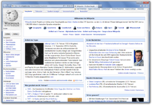 Bildschirmaufnahme des Internet Explorer 9 unter Windows 7