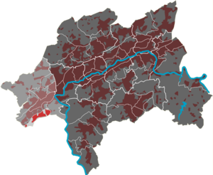 Lage des Quartiers Höhe im Stadtbezirk Vohwinkel