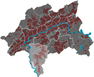 Lage des Quartiers Kohlfurth im Stadtbezirk Cronenberg