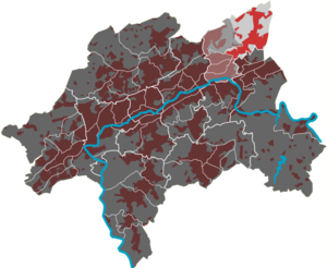 Lage des Quartiers Nächstebreck-Ost im Stadtbezirk Oberbarmen