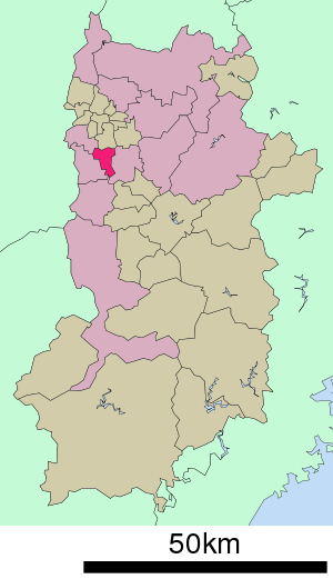 Lage Yamatotakadas in der Präfektur