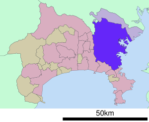 Lage Yokohamas in der Präfektur