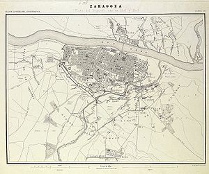 Karte der zweiten Belagerung von Saragossa