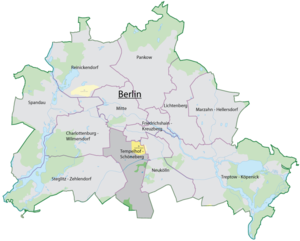 Lage des Bezirks Tempelhof-Schöneberg in Berlin