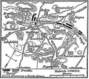 Karte zur Schlacht von Roßbach