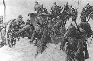 Winterschlacht in den Karpaten (zeitgenössische Postkarte)