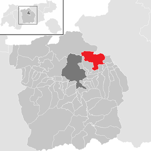 Lage der Gemeinde Absam im Bezirk Innsbruck Land (anklickbare Karte)