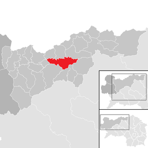 Lage der Gemeinde Admont im Bezirk Liezen (anklickbare Karte)
